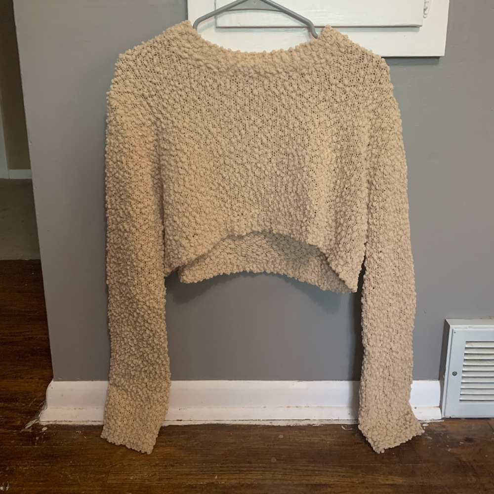 Lulu’s tan cropped knitted sweater